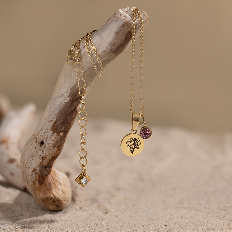 geboortebloem-ketting-495slv-1.jpg geboortebloem ketting - Afbeelding 1